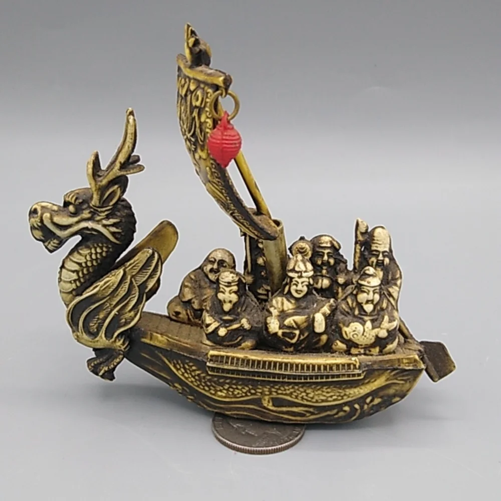 Japan Celluloid Seven Lucky Gods on Dragon Boat Early 1900s Vintage Antique - Picture 5 of 15